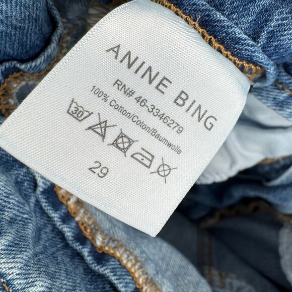 Anine Bing Jeans‎ Everly Paper Bag Waist High Rise Denim Women's Size 29 Blue - Picture 12 of 14